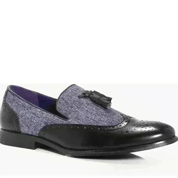 NEW NIB Boohooman Mix Panel Tassel Loafer by Belide, Size 8.5 US / 42 EU - Picture 1 of 3